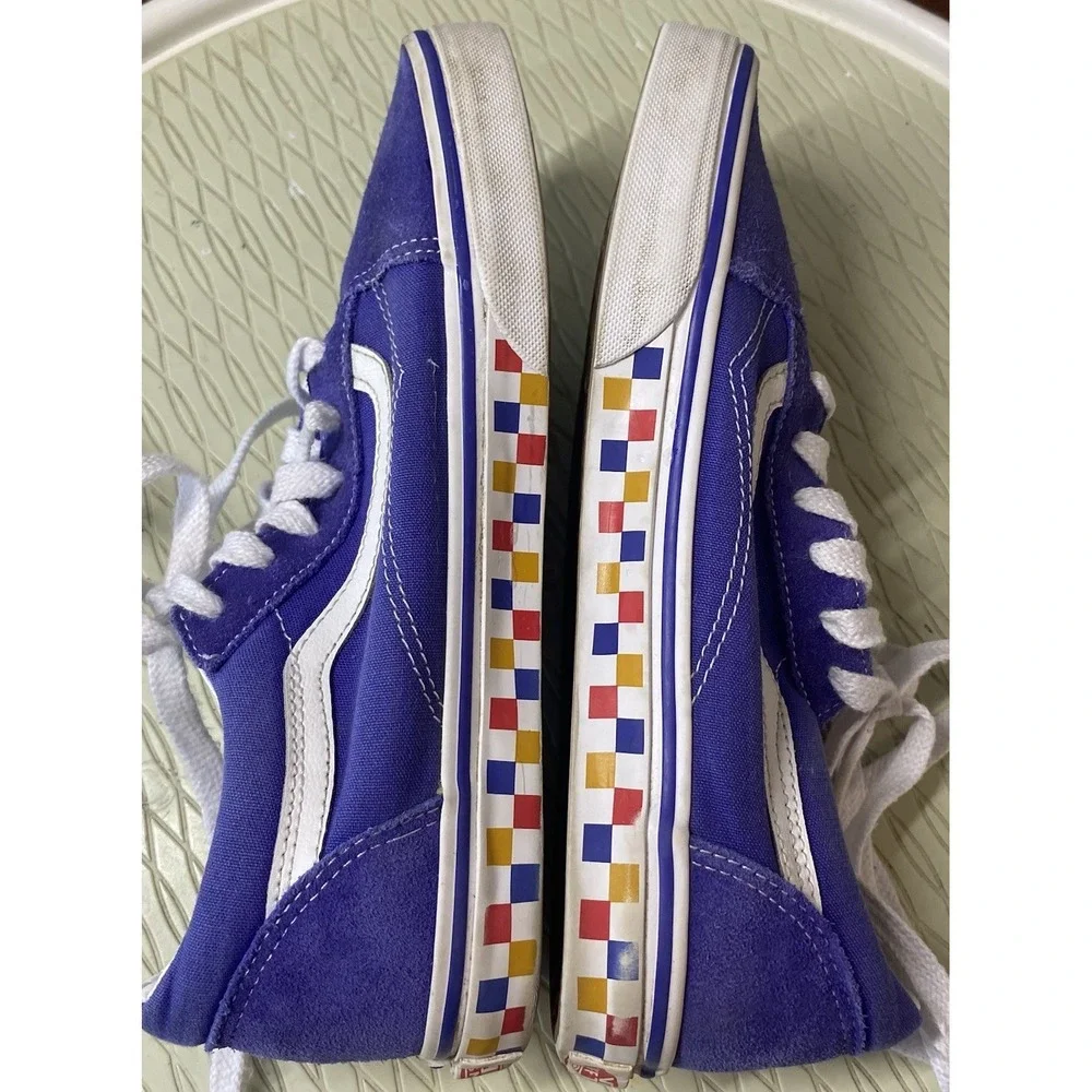 VANS Juniors Or Women Old School Blue Skateboard Sneaker Low Top Shoe J=6.5 W=8